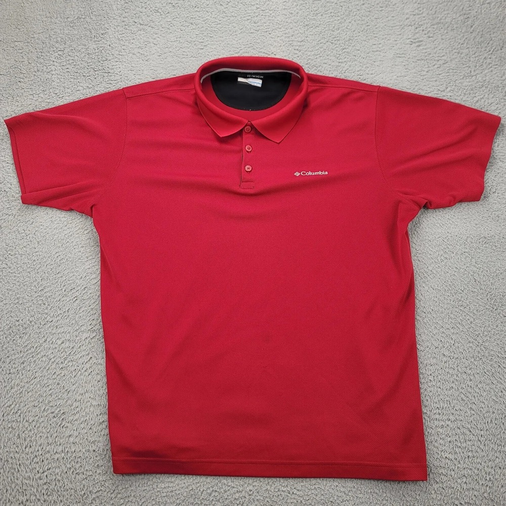 Columbia Shirt Mens XL Red Short Sleeve Outdoor Fishing Boat Casual Comfort Polo